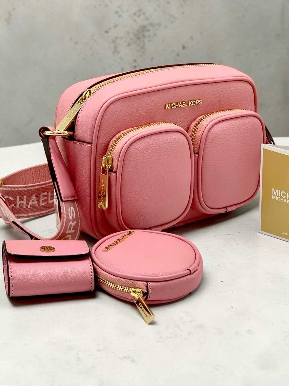 Michael Kors Carnation Pebbled Leather Crossbody